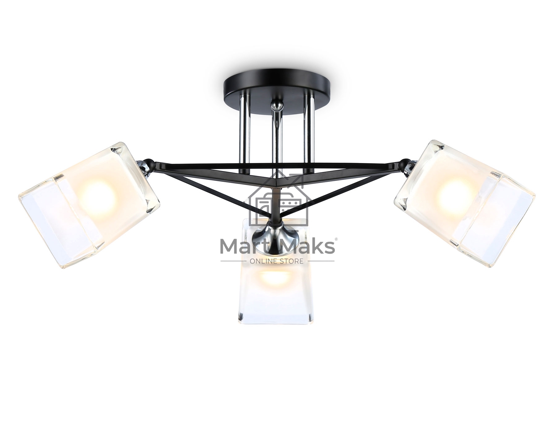 Светильник Ambrella light TR303072/3 BK/CH/FR черный/хром/белый матовый E27/3 max 40W D560*250