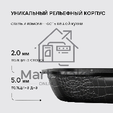 Сковорода-гриль Rondell Escurion RDA-869, 28 см, съемная ручка, без крышки, черный