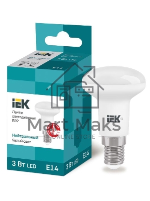Лампа светодиодная ECO R39 3Вт 4000К белый E14 270лм 230-240В ИЭК LLE-R39-3-230-40-E14