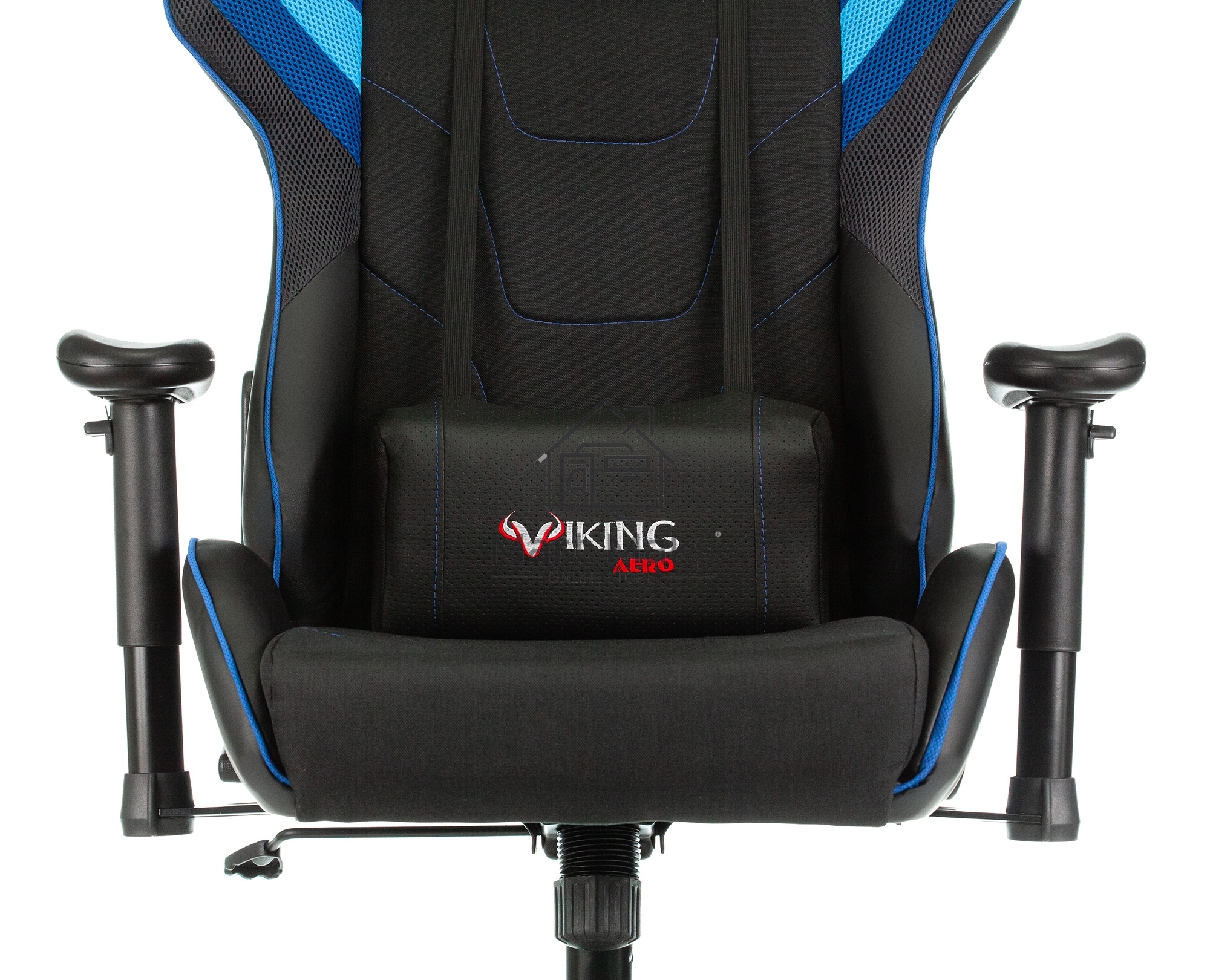 Кресло игровое Бюрократ VIKING 4 AERO BLUE черный/синий, искусст.кожа/ткань, две подушки