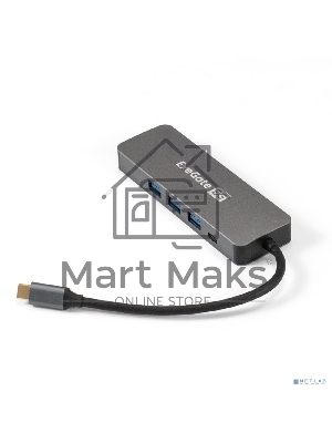 Док-станция ExeGate DUB-31C/PD/H (кабель-адаптер USB Type-C --> 3xUSB3.0 + PD 60W + HDMI 4K@30Hz, Plug&Play, серый)