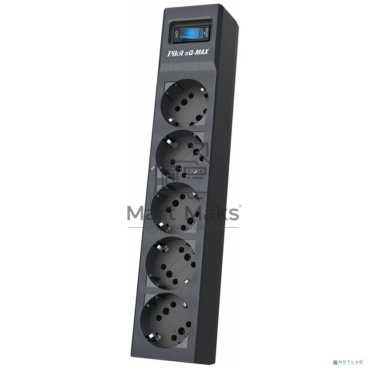 Сетевой фильтр Pilot sG-Max 5 outlets (GP), 15А/3.3 kVt, automatic circuit-breaker, 1.8 m, gfaphite
