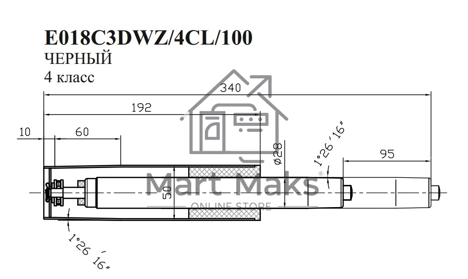 Газлифт Бюрократ E018 E018C3DWZ/4CL/100 черный