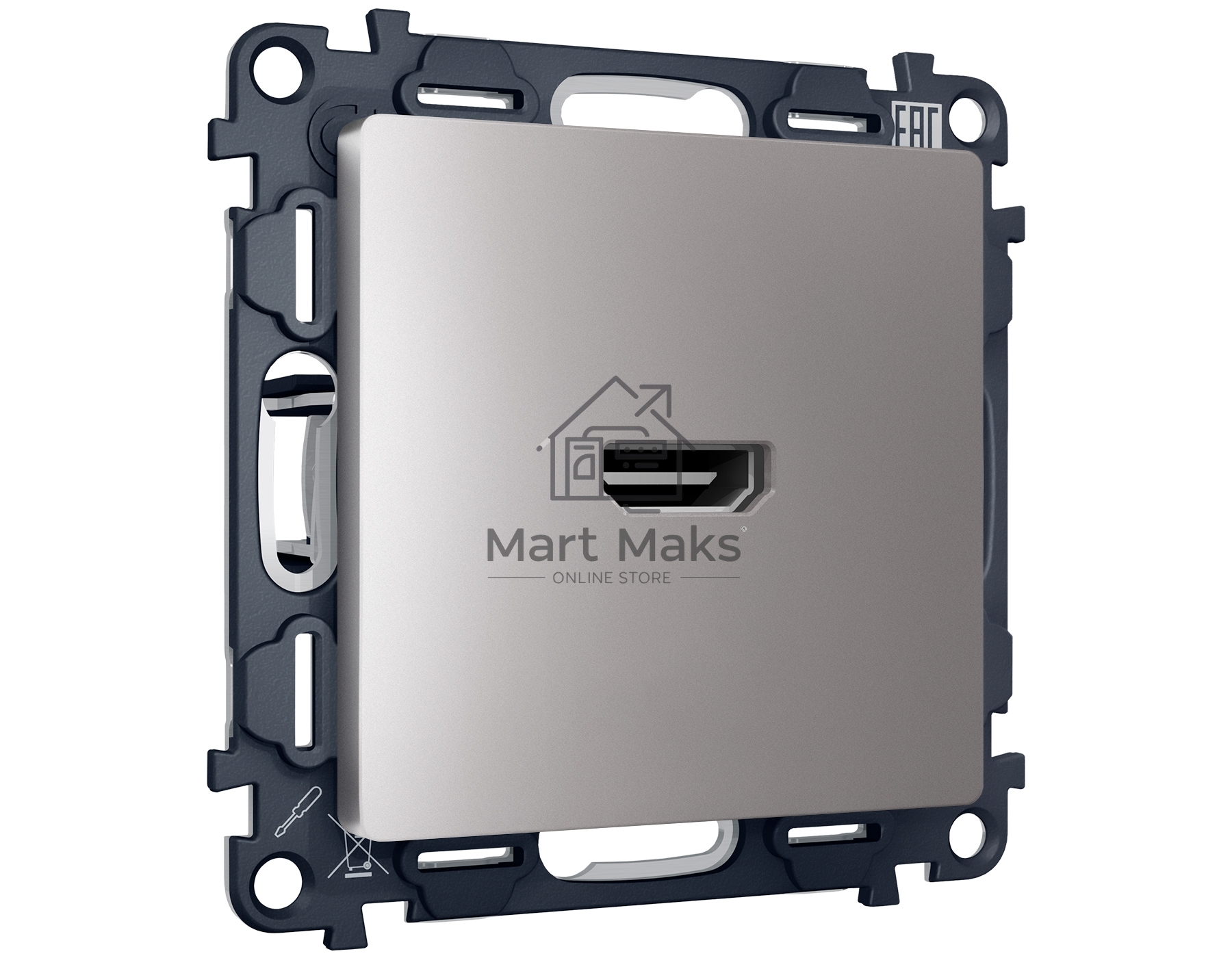 Комплект механизма розетки HDMI 2.0 ALFA Сталь матовый 40V/500mA 2.0GHz 5-18Gbit/s QUANT (AP5140, VM222) MA514010