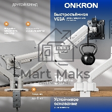 Кронштейн для мониторов Onkron G160 BW черный/белый 13