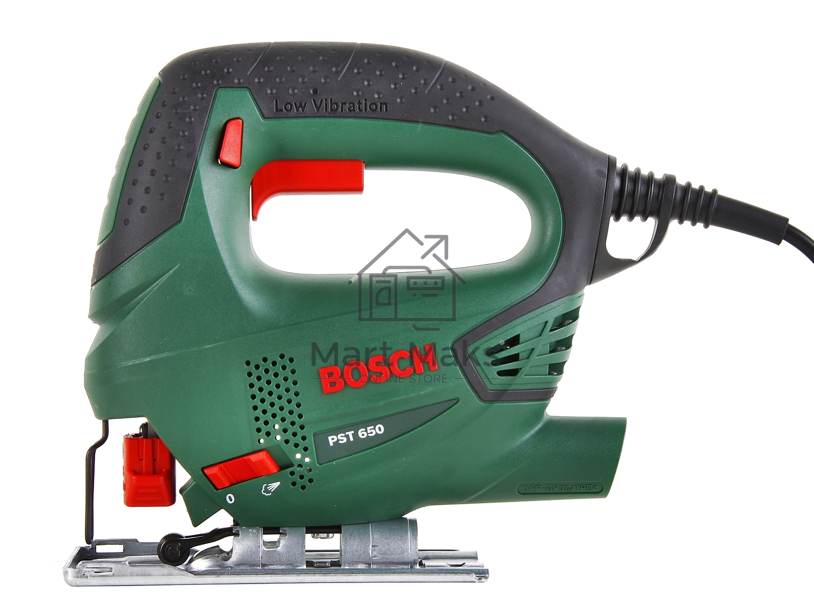 Лобзик Bosch PST 650 Лобзик, Номинальная потребляемая мощность 500 Вт,Выходная мощность 300 Вт,Число Ходов на холостом ходу 3.100 мин-1,Масса 1,6 кг06033A0720 