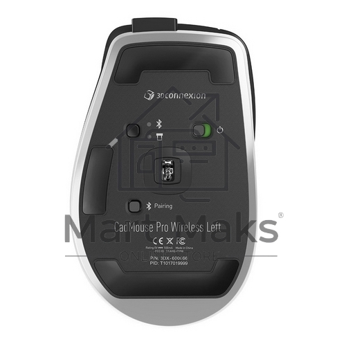 Мышь беспроводная/проводная 3Dconnexion CadMouse Pro Wireless Left (3DX-700079) черный, 7200 dpi, радиоканал, Bluetooth, USB Type-C, кнопки - 7
