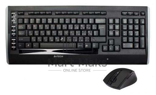 Клавиатура + мышь A4TECH W 9300F USB (черный), 2.4G наноприемник