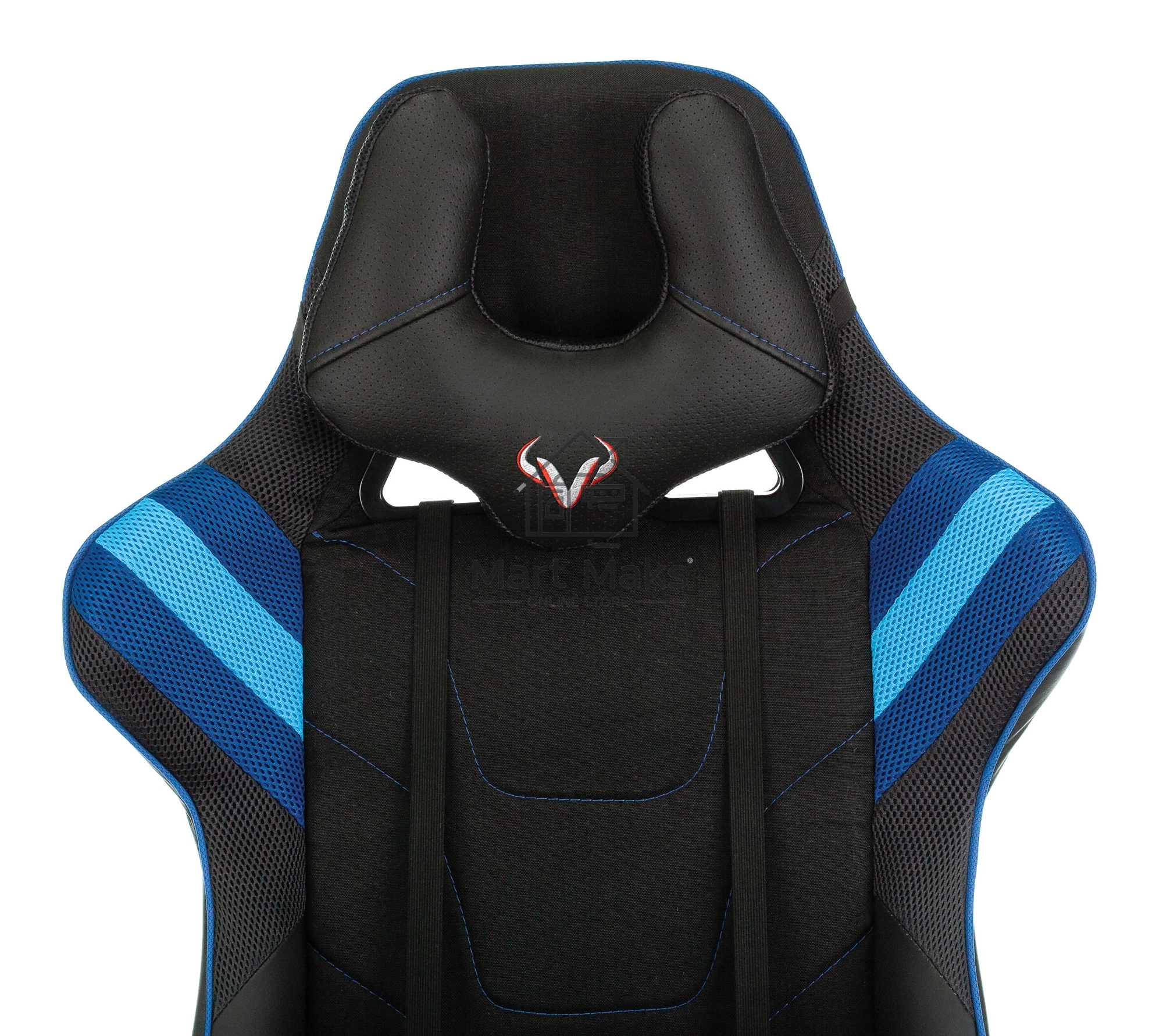 Кресло игровое Бюрократ VIKING 4 AERO BLUE черный/синий, искусст.кожа/ткань, две подушки
