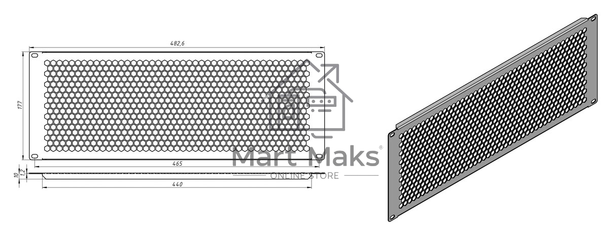Фальш-панель Hyperline BPD-4-RAL9005 шир.482.6мм выс.177мм 4U черный (упак.:1шт)