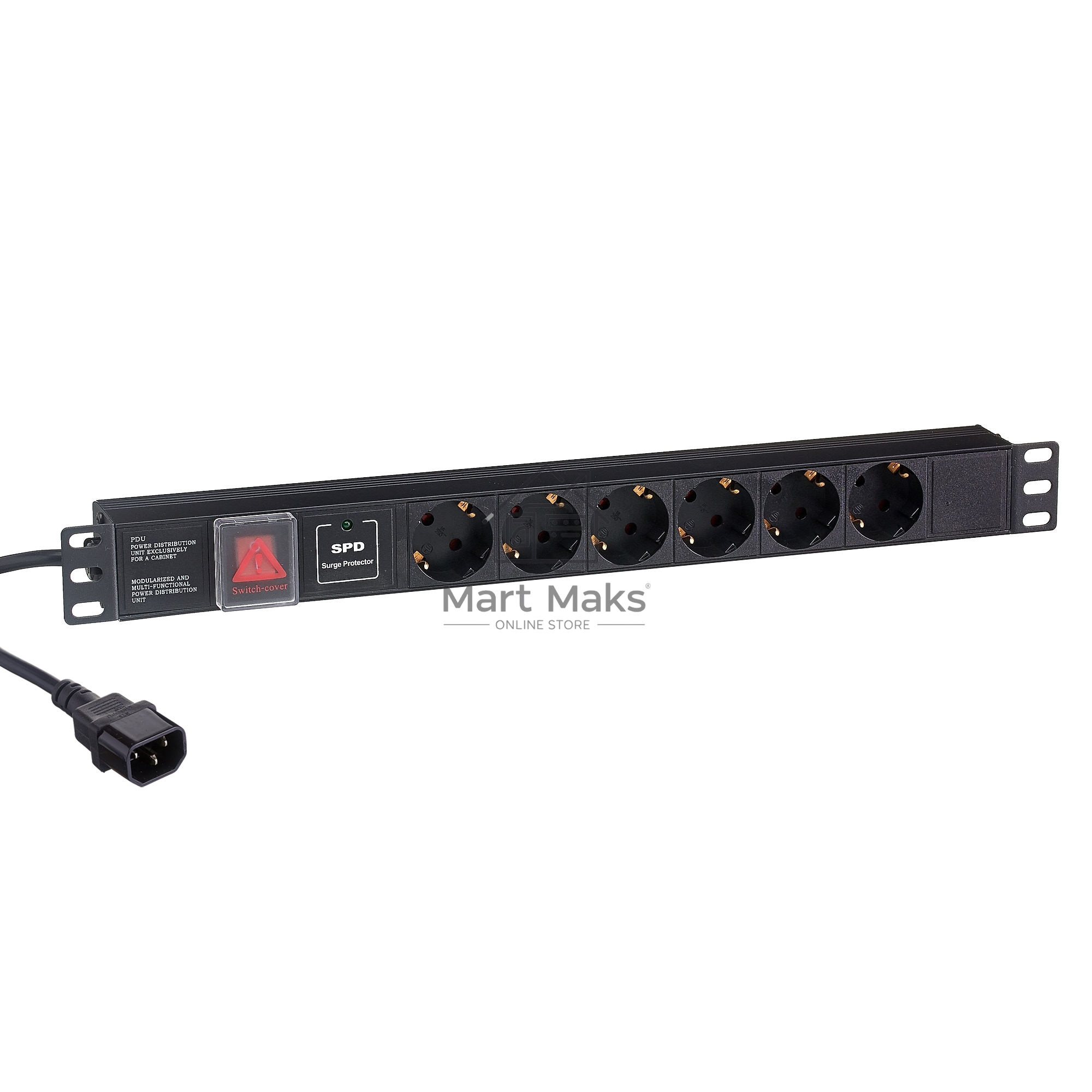Блок розеток горизонтальный ExeGate ServerPro PDU-19H609 Al-6S-C14-2, 19