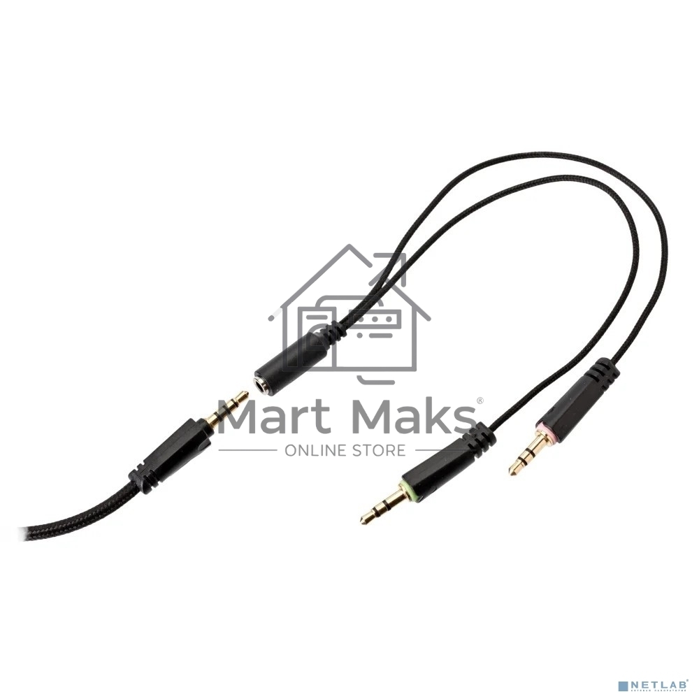Perfeo игровая гарнитура RGF EARTH черная 1,8 м, разъем 3,5 мм (4 pin) и USB (LED), переходник