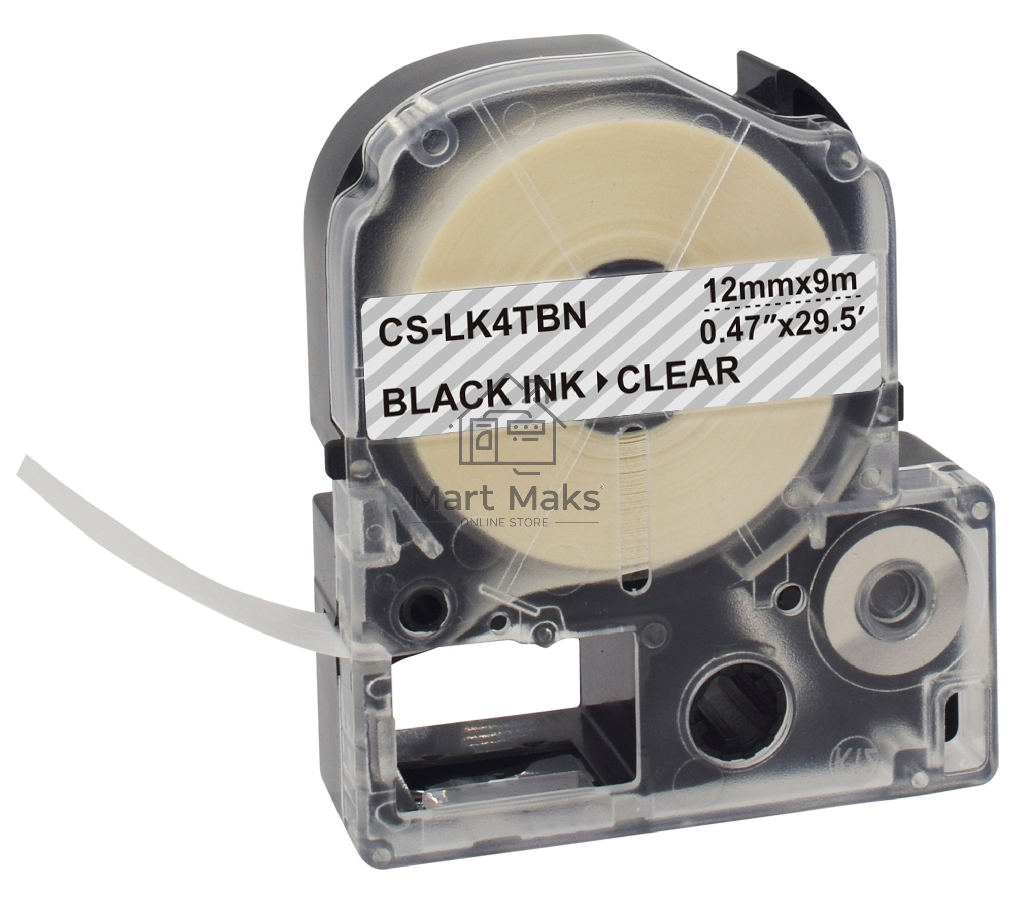 Картридж ленточный Cactus CS-LK4TBN черный, 12 мм, 9 м для Epson LW300/LW400/LW700/LW600P/LW1000P/K400/Z700/Z900