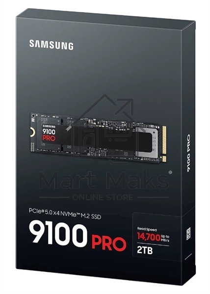 Твердотельный диск 2TB Samsung 9100 PRO, M.2, PCI-E 5.0 x4, TLC 3D NAND R/W - 14800/13400 MB/s