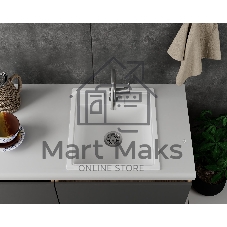 Мойка для кухни BAU Stil White snow 45х50, выпуск с сифоном в комплекте, белый снег