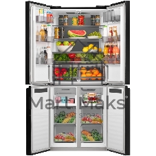 Холодильник Maunfeld MFF192NFB01 Inverter черный стекло трехкамерный 334/184л морозилка снизу, No Frost, Side by Side