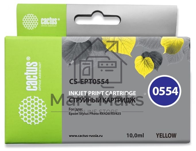 Картридж струйный Cactus CS-EPT0554 желтый (10 мл) для Epson Stylus RX520/Stylus Photo R240