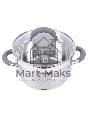 Кастрюля Rondell RDS-023 с\кр 18 см, (2,3л) Flamme (нерж.сталь 18/10,ручки из нерж.стали со вставкой силикон)