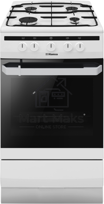 Плита газовая Hansa FCGW51001 белый, конфорок 4 шт, духовка 56 л, 50 см x 85 см x 60 см