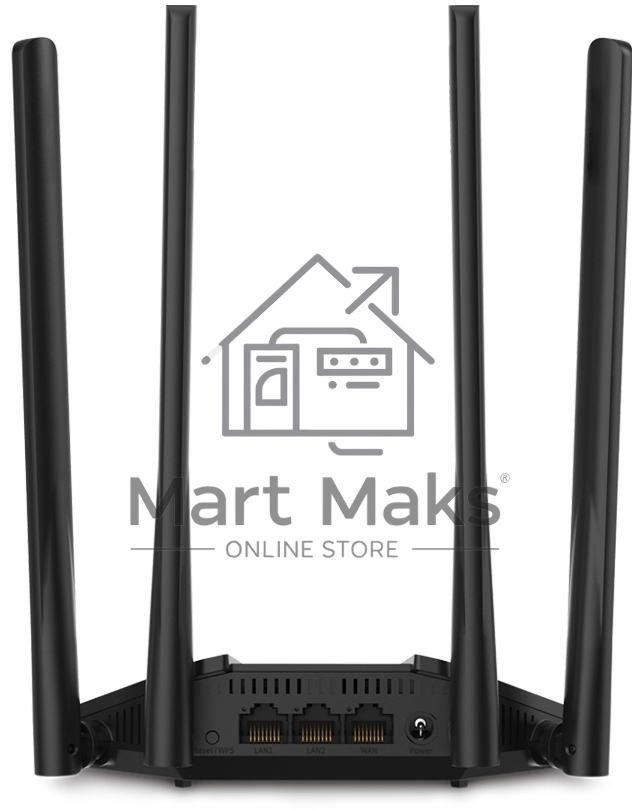 Wi-Fi роутер MERCUSYS MR30G, Wi-Fi 5, AC1200, 2.4/5ГГц, 2 LAN, черный
