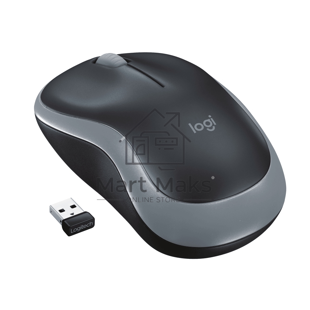 Мышь беспроводная Logitech M185 серый/черный, 1000 dpi, радиоканал, USB, кнопки - 3