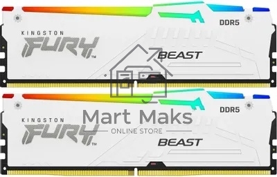 Оперативная память Kingston Fury Beast, DDR5, 32GB (2x16GB), 6400MHz, CL32, DIMM, с радиатором, черный