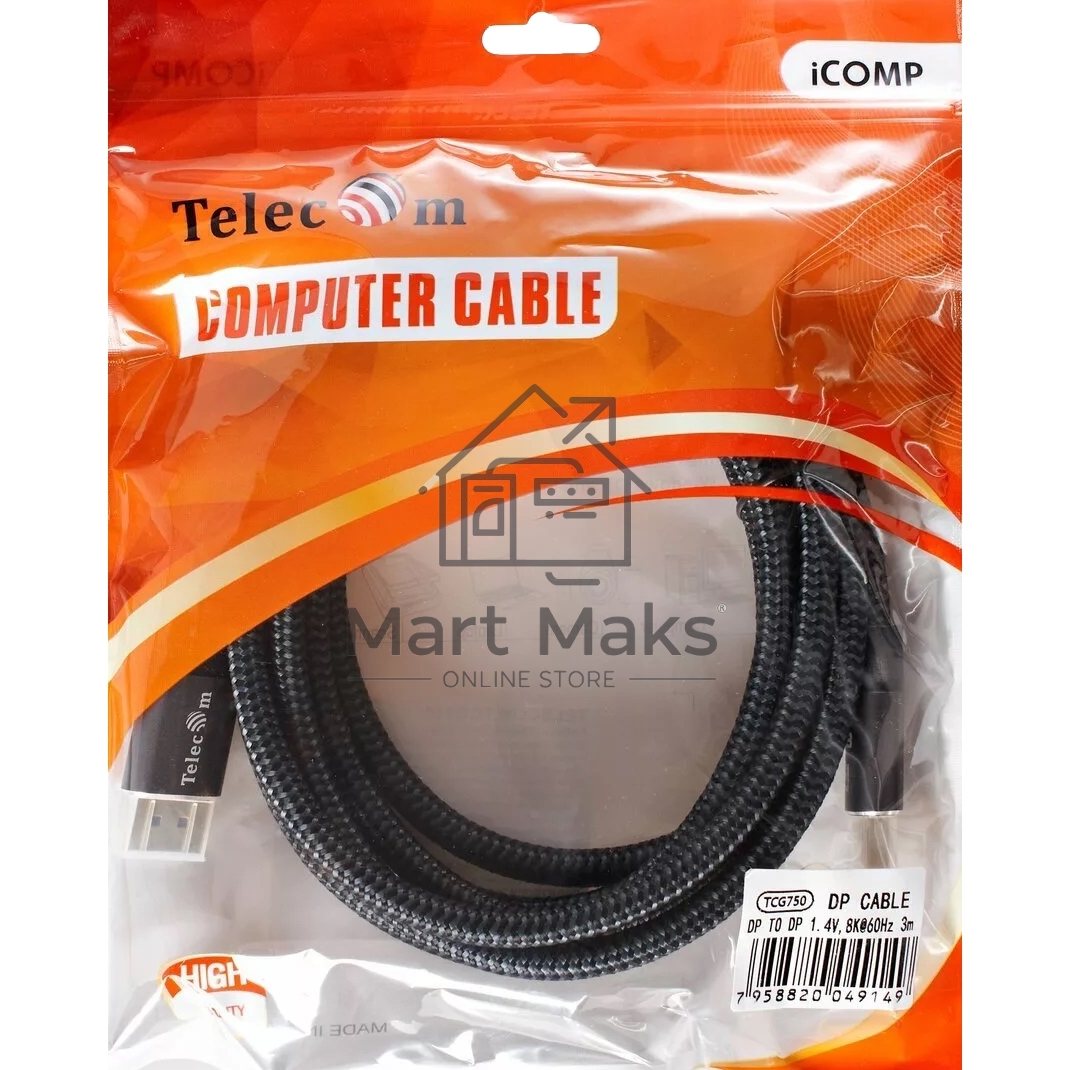 Кабель соединительный DP-DP 1.4V 8K@60Hz 3м, Telecom Pro <TCG750-3M>