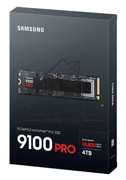 Твердотельный диск 4TB Samsung 9100 PRO, M.2, PCI-E 5.0 x4, TLC 3D NAND R/W - 14800/13400 MB/s
