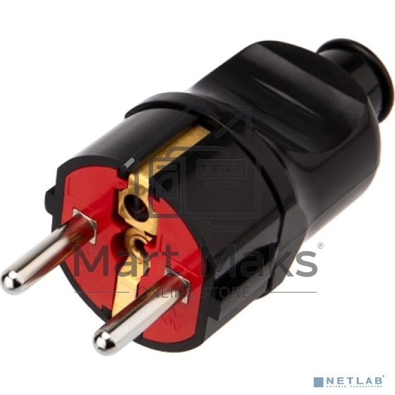 Вилка Евро Rexant прямая с з/к 16А усиленная черная