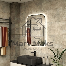 Зеркало Bau Black Rand 60х80, с LED фоновой подсветкой, бесконтактным сенсором, черной окантовкой