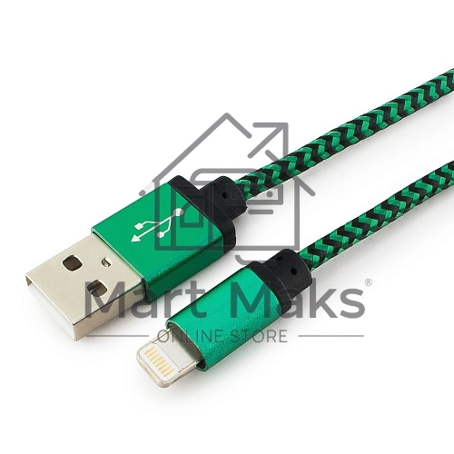Кабель Gembird USB 2.0 Cablexpert CC-ApUSB2gn1m, AM/Lightning 8P, 1м, нейлоновая оплетка, алюминиевые разъемы, зеленый, пакет