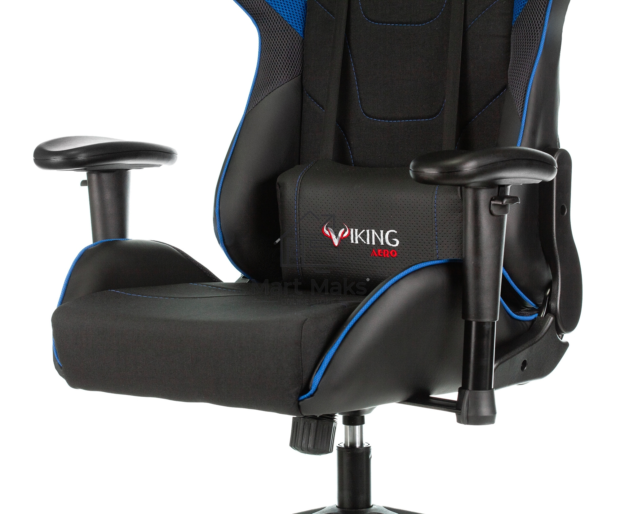 Кресло игровое Бюрократ VIKING 4 AERO BLUE черный/синий, искусст.кожа/ткань, две подушки