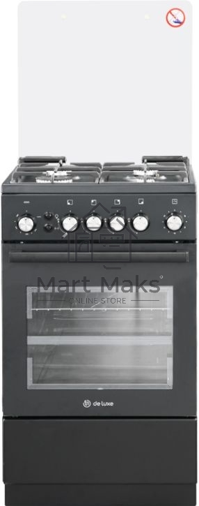 Плита Газовая De Luxe 5040.40г (кр) ЧР-015 черный (стеклянная крышка) реш.чугун