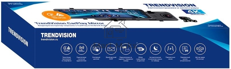 Видеорегистратор TrendVision CarPlay Mirror черный 2Mpix 2160x3840 2160p 150гр. MSTAR 8826