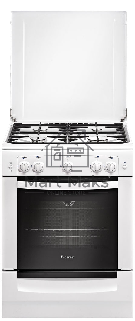 Плита газовая Gefest ПГ 6100-01 белый, конфорок 4 шт, духовка 52 л, 60 см x 85 см x 60 см