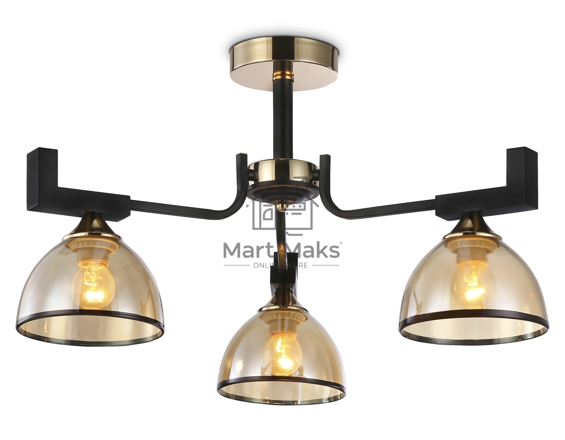 Светильник Ambrella light TR9098/3 BK/GD/TI черный/золото/янтарь E27*3 max 40W D600*316