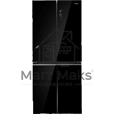 Холодильник Maunfeld MFF192NFB01 Inverter черный стекло трехкамерный 334/184л морозилка снизу, No Frost, Side by Side