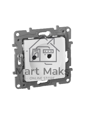 Розетка 2К винты, белый ETIKA