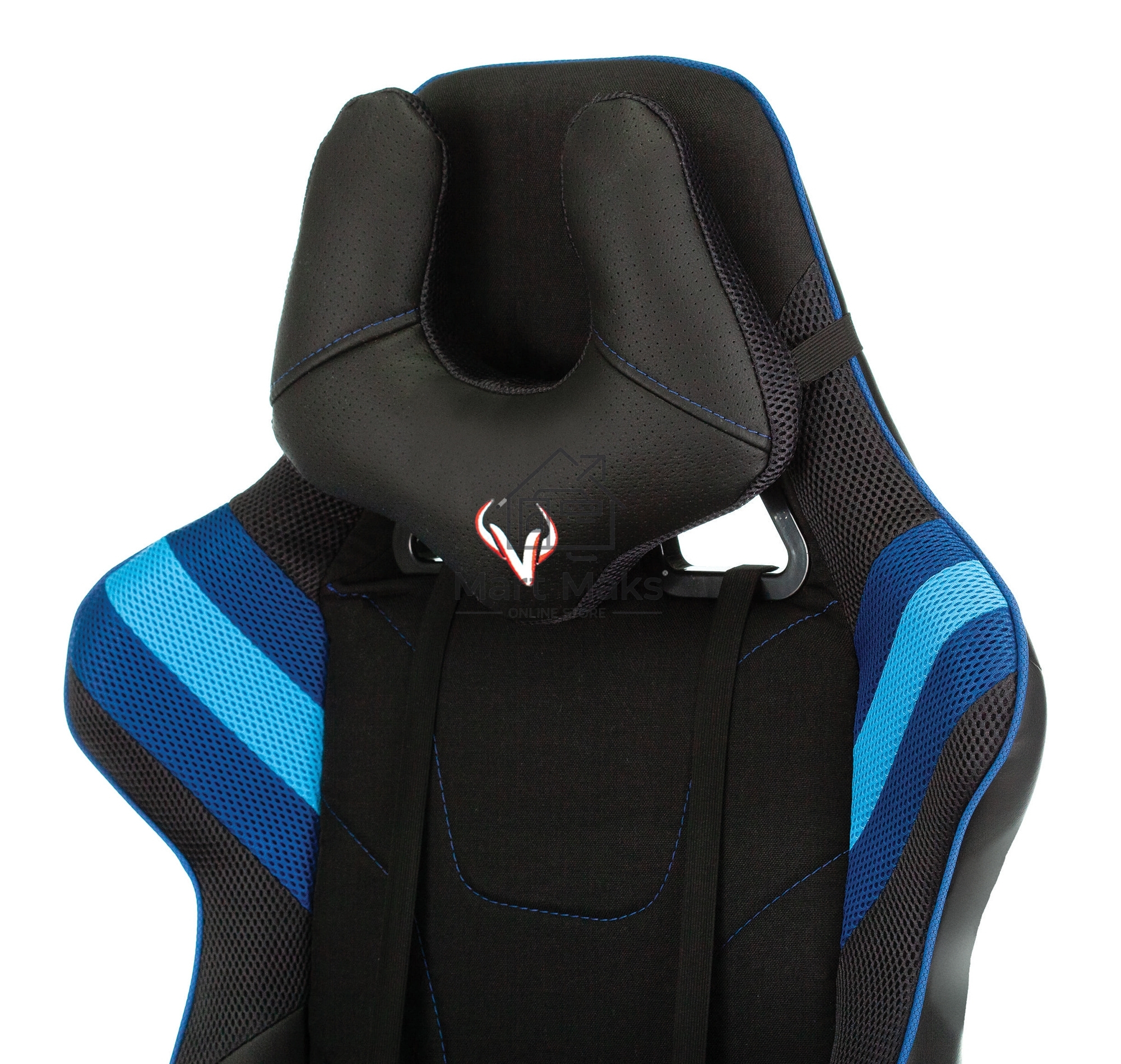 Кресло игровое Бюрократ VIKING 4 AERO BLUE черный/синий, искусст.кожа/ткань, две подушки