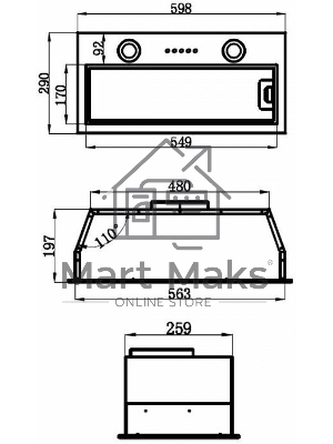 Вытяжка встраиваемая Maunfeld THAMES 601M белый, 60 см, 520 куб. м/ч, 45 дБ