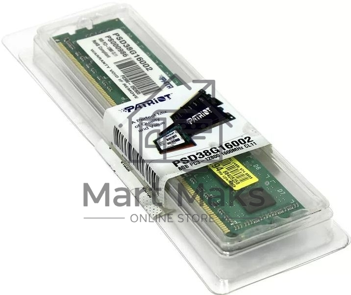 Оперативная память Patriot Signature, DDR3, 8GB (1x8 GB), 1600 MHz, CL11, DIMM