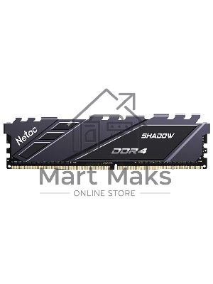 Оперативная память NETAC Shadow, DDR4, 16Gb (1x16Gb), 3200MHz, CL16, DIMM, с радиаторами, серый