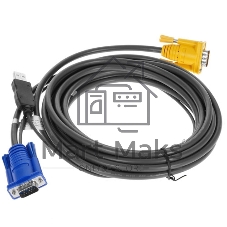 Кабель KVM ATEN 2L-5205U USB(тип А Male)+HDB15(Male) (-) SPHD15(Male) 5,0м., черный.