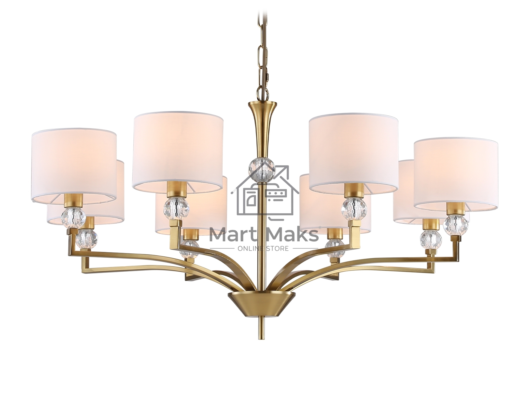Люстра Ambrella light LH71133/8 BS/WH латунь/белый E14/8 max 40W D840*880