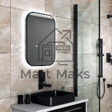 Зеркало Bau Black Rand 60х80, с LED фоновой подсветкой, бесконтактным сенсором, черной окантовкой