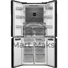 Холодильник Maunfeld MFF192NFB01 Inverter черный стекло трехкамерный 334/184л морозилка снизу, No Frost, Side by Side