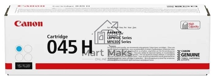 Картридж лазерный Canon 045C H голубой, 2200 стр., для i-SENSYS MF631/633/635, LBP611