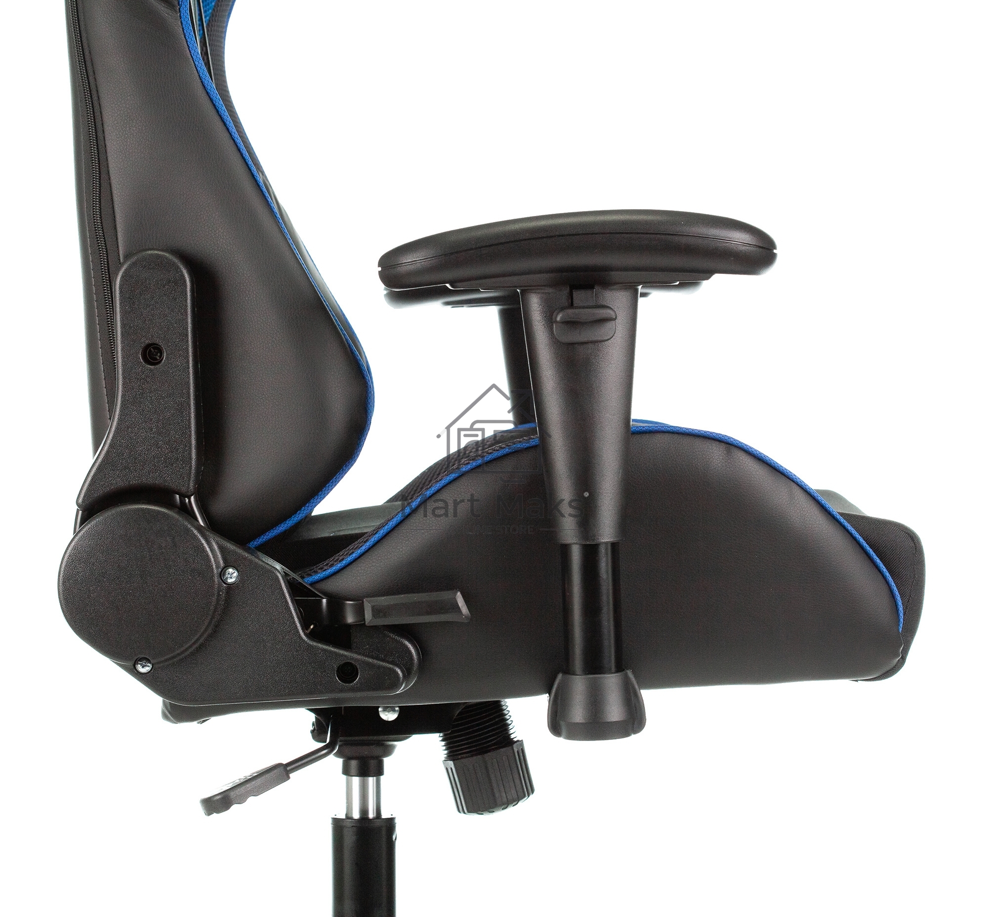 Кресло игровое Бюрократ VIKING 4 AERO BLUE черный/синий, искусст.кожа/ткань, две подушки