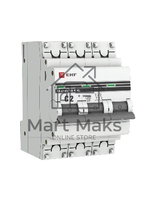 Выключатель автоматический модульный 3п C 2А 4.5кА ВА 47-63 PROxima EKF mcb4763-3-02C-pro