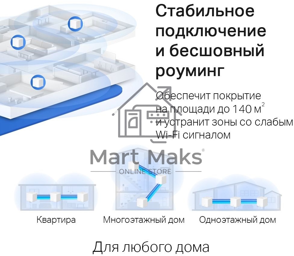 Бесшовный Mesh роутер Mercusys Halo H30G(2-pack) AC1300 10/100/1000BASE-TX